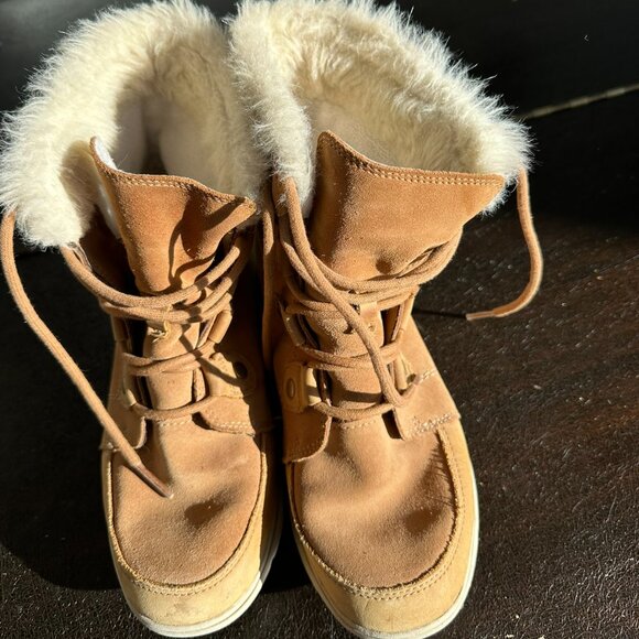 Sorel Explorer Joan Warm Waterproof Suede Winter Boots Size 8.5 Color Camel - Picture 6 of 10